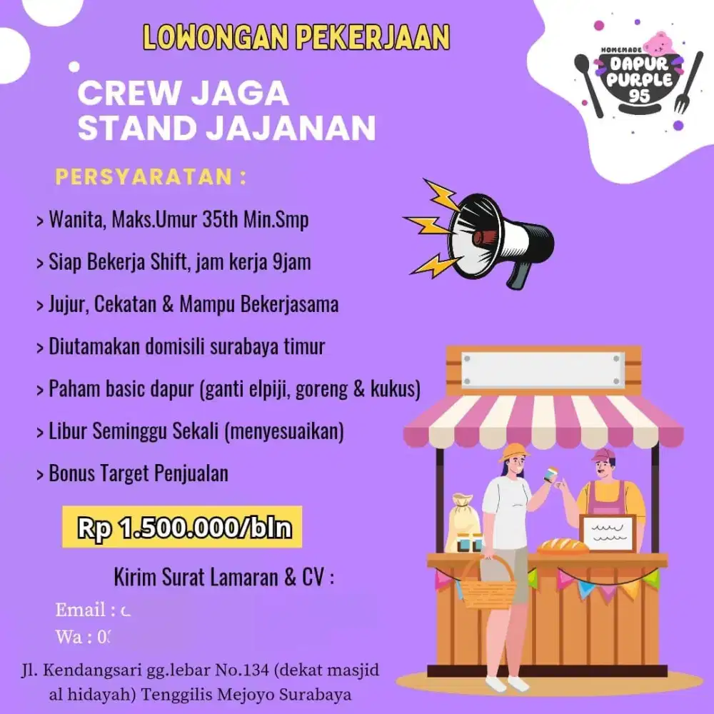 Lowongan Kerja Jaga Stand Jajanan ( Cireng dan Dimsum)