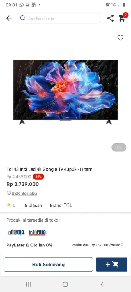 Tcl 43inch google tv