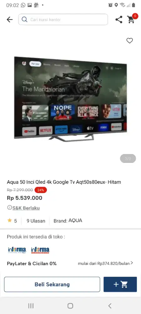 Aqua 50inch google tv