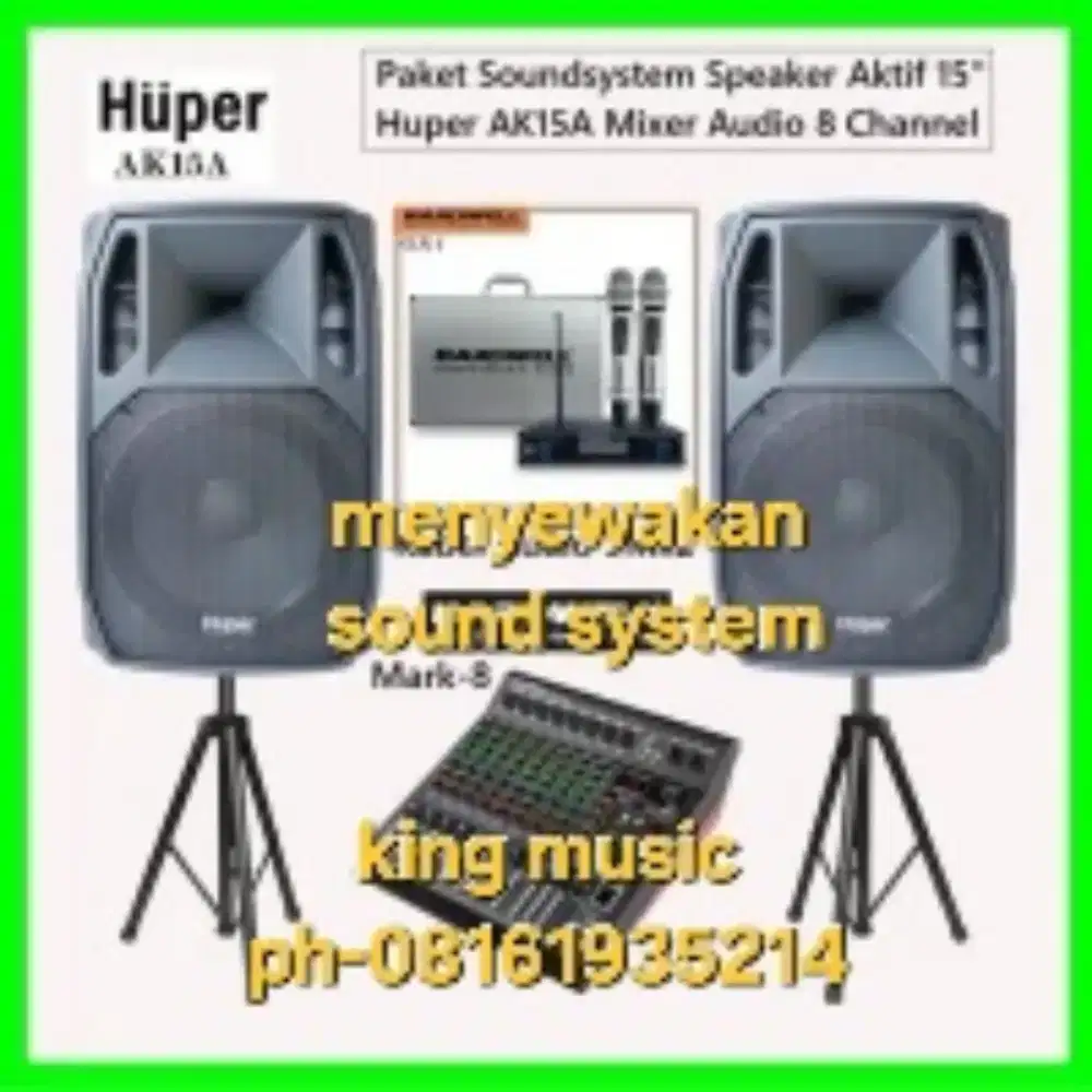Menyewakan sound system paket 4 speaker active 15in + 1 kyb ymh  sx970