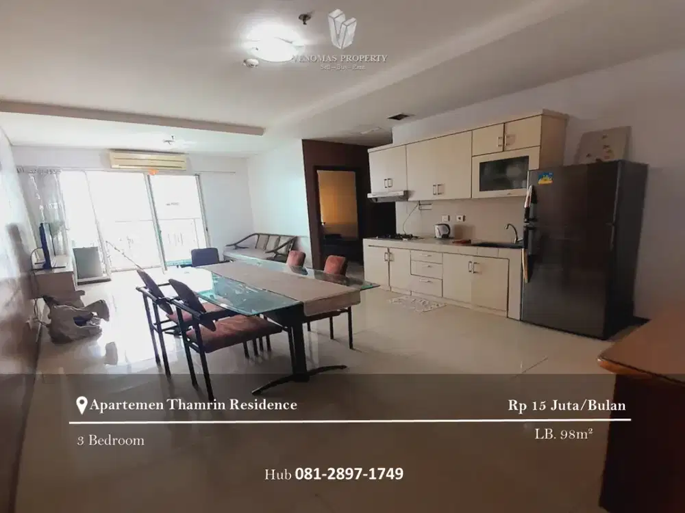Disewakan Apartement Thamrin Residences 3BR Full Furnished Tower B