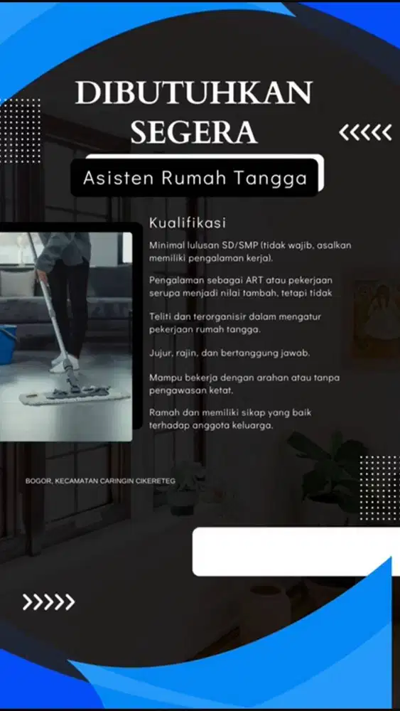 LOWONGAN KERJA – ASISTEN RUMAH TANGGA (HARIAN)