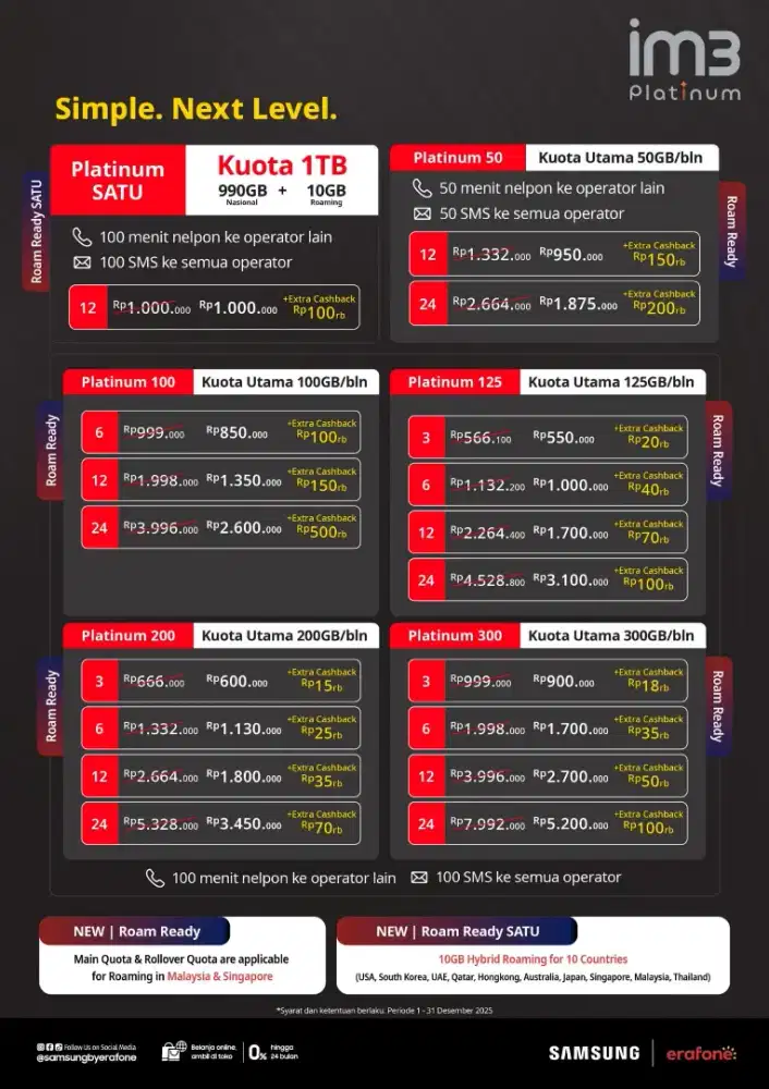 PAKET INDOSAT KOUTA 50GB + 5G EXTRA CASHBACK UP TO 500RIBU