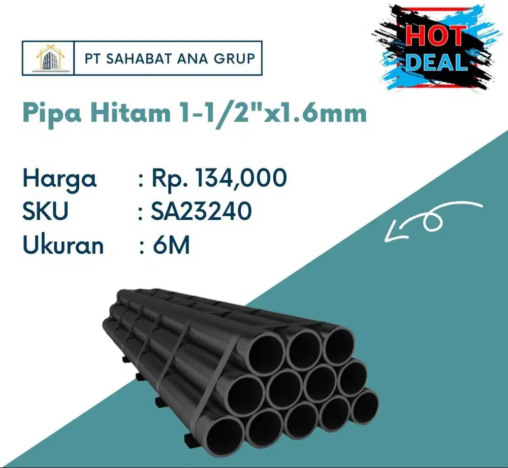 Pipa Hitam 1-1/2x1.6mm