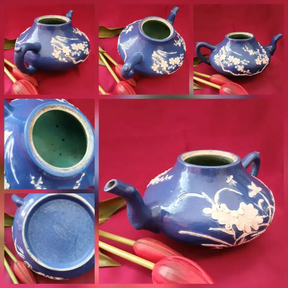 Teko Poci Teapot bunga sakura keramik antik vintage , pre-owned