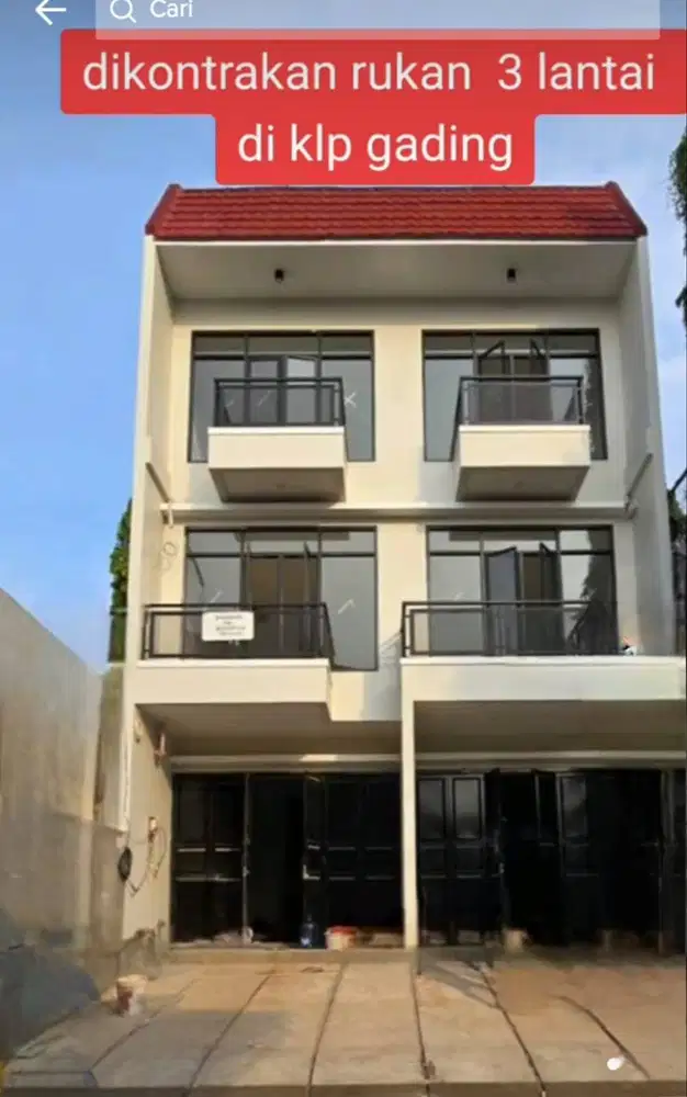 Disewakan Rukan new 3 lantai ukuran 4x17 di kelapa gading.