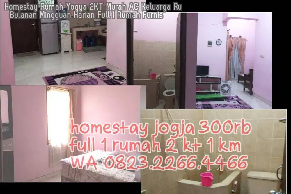 Homestay Rumah Yogya 2KT Murah AC Keluarga Ru  Bulanan Mingguan Harian