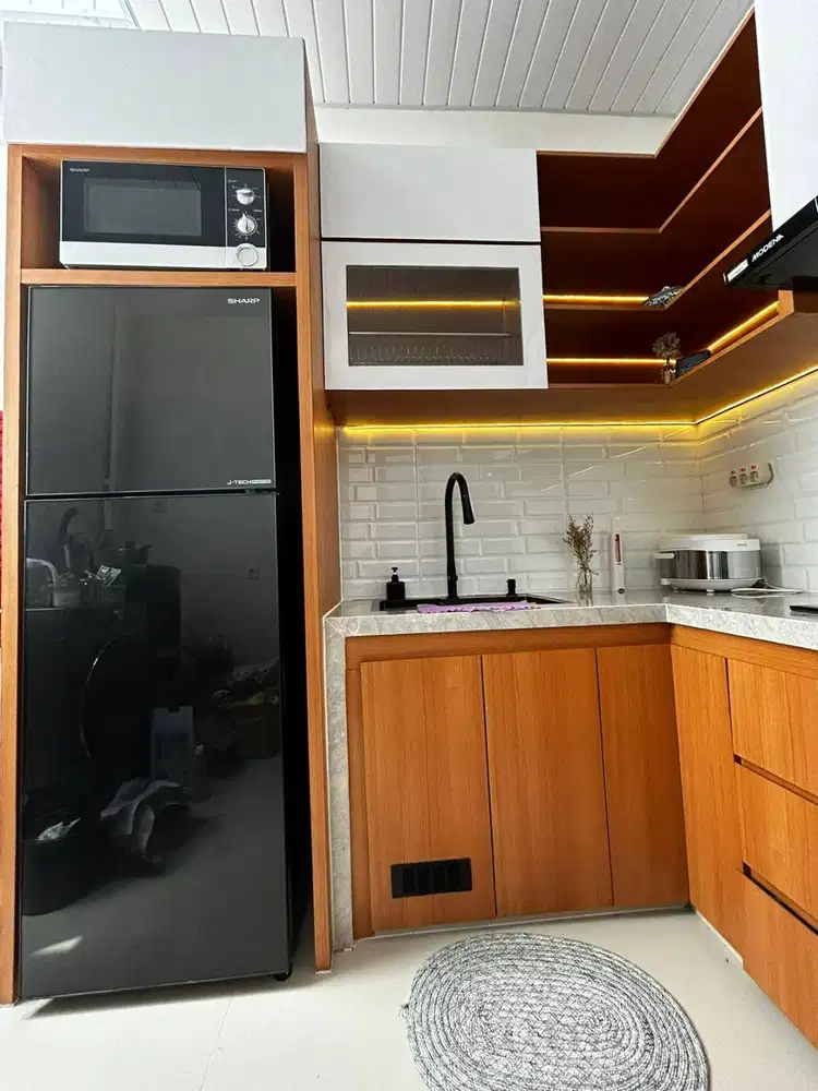 Kitchen set minimalis kombinasi motif kayu cuma start 1.5jt an aja