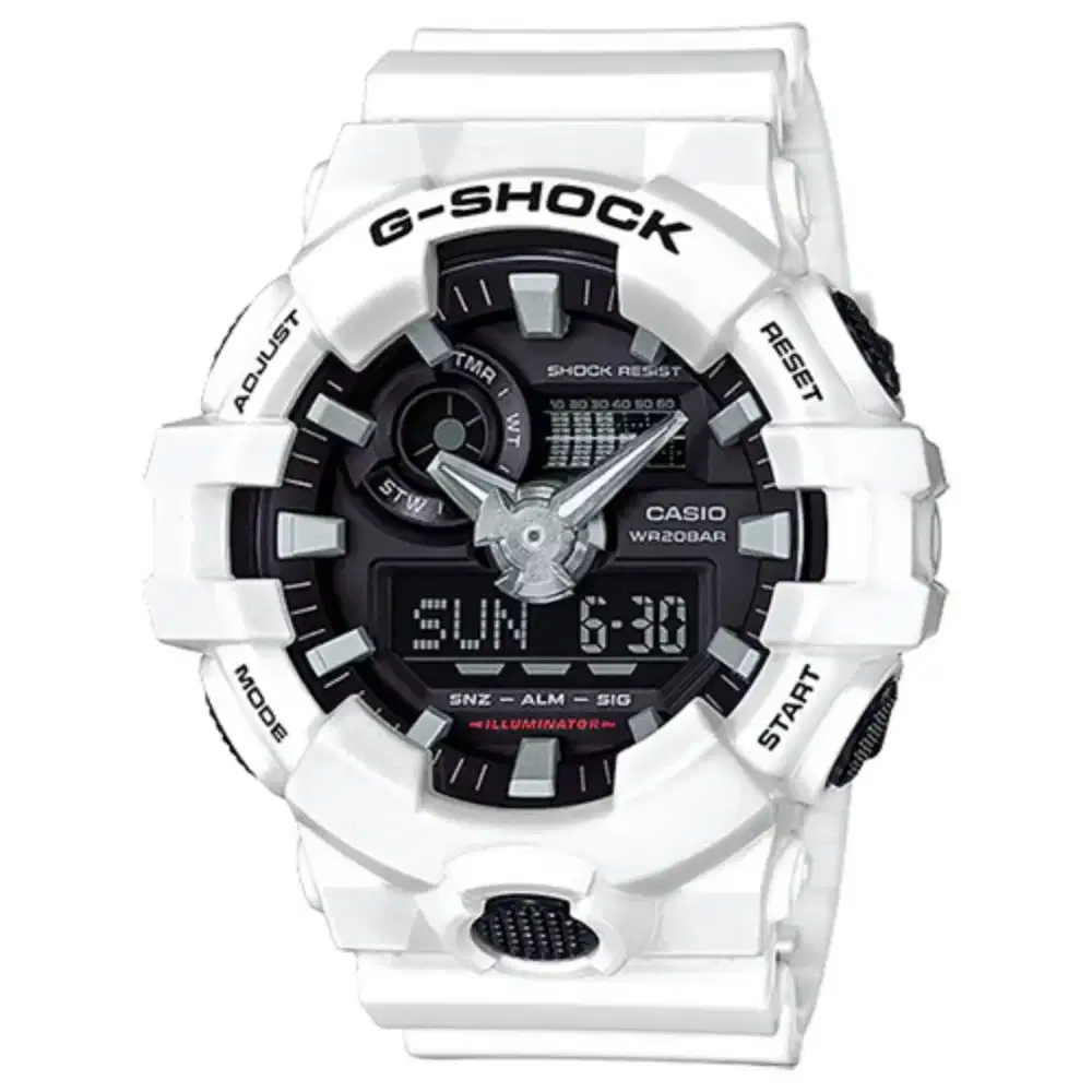 Casio G-Shock GA-700-7ADR Digital Analog Dial White Resin Band