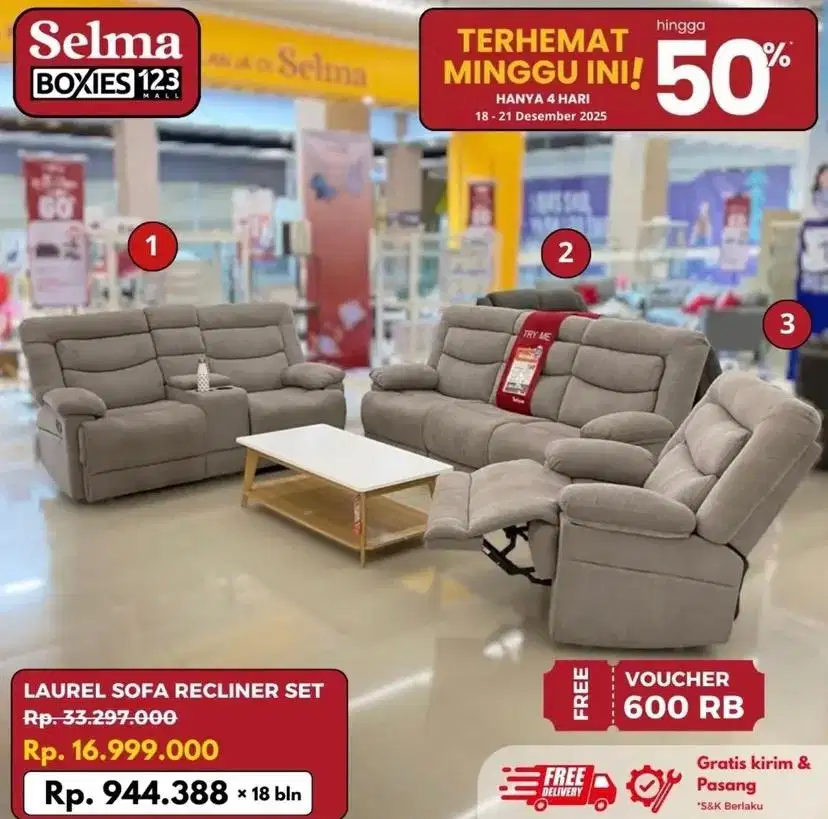 Laurel sofa recliner