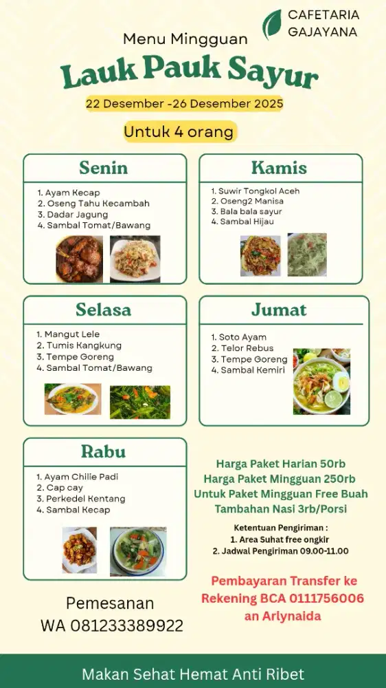Catering Harian Mingguan Murah Malang Kota