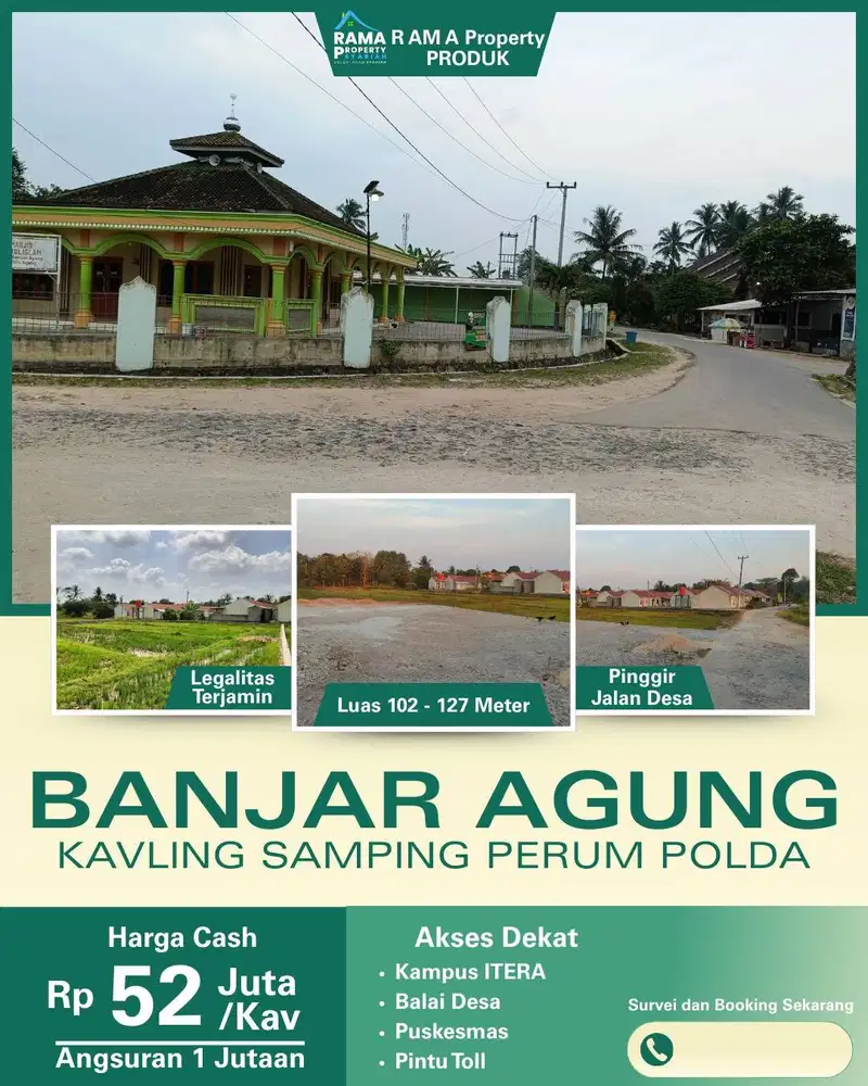 KAVLING ISTIMEWA DI JALAN UTAMA DESA BANJAR AGUNG NEMPEL PERUMAHAN