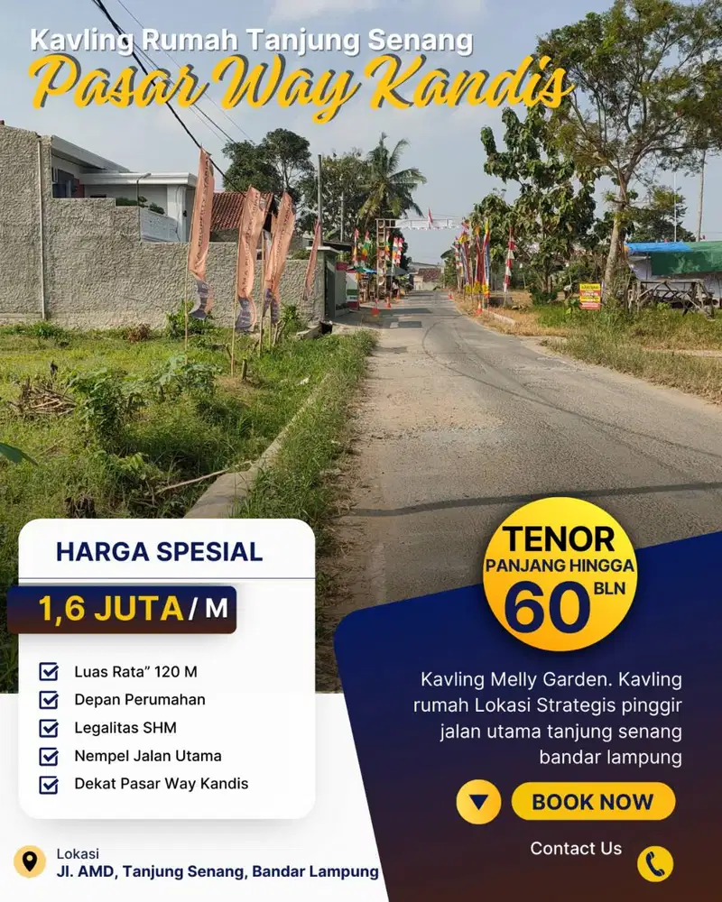 Tanah strategis pinggir jalan tanjung senang Bandar Lampung