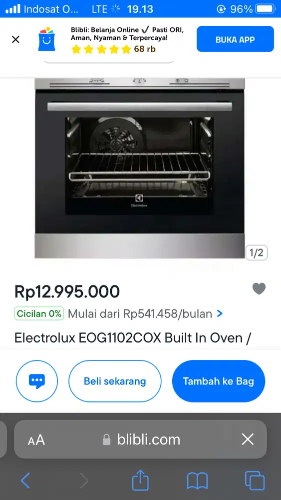 Oven Tanam elextrolux eog1102aox baruuu