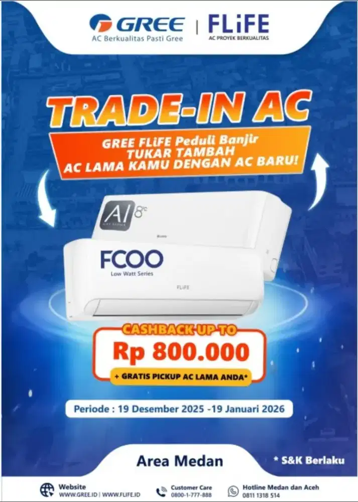 AC Baru gree 1/2 pk - 2.5pk semua type AC tukar tambah