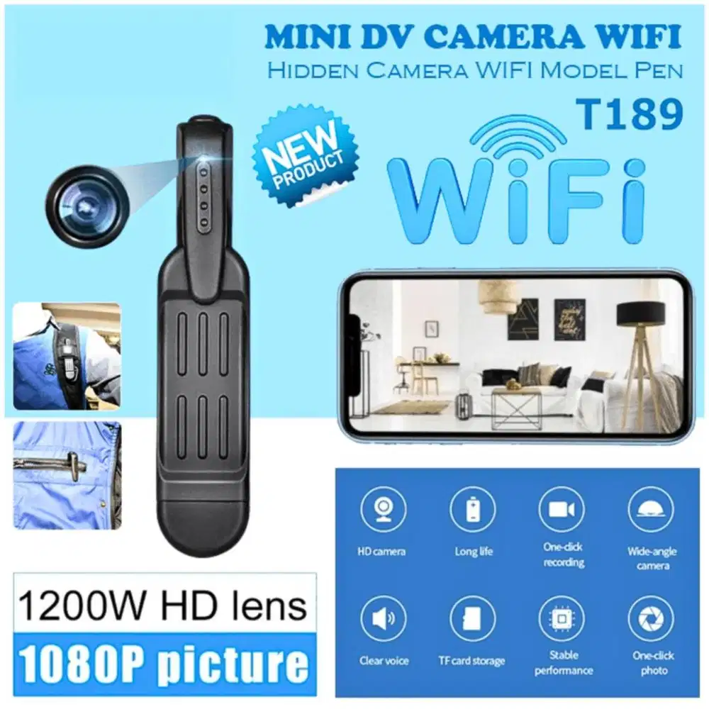 Kamera Mini Tersembunyi Pengintai Spy Camera Wifi Bentuk Pen Clip Cam