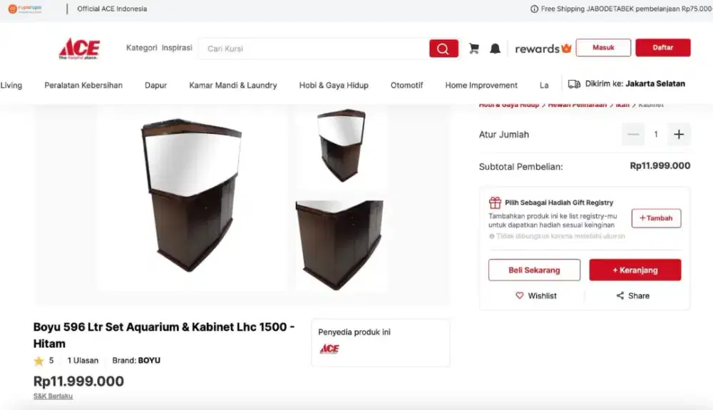 AQUARIUM BEKAS Boyu 596 Ltr Set Aquarium