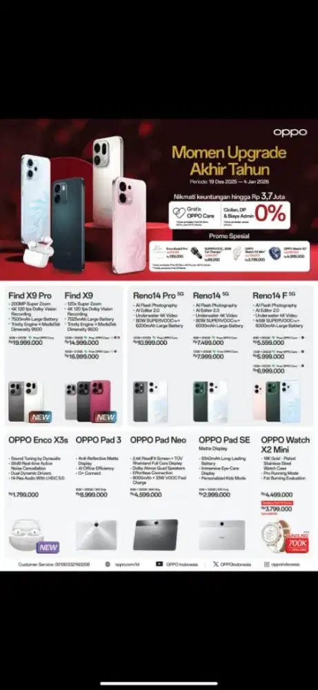 Oppo series apapun free 2x angsuran dan 0% cicilan