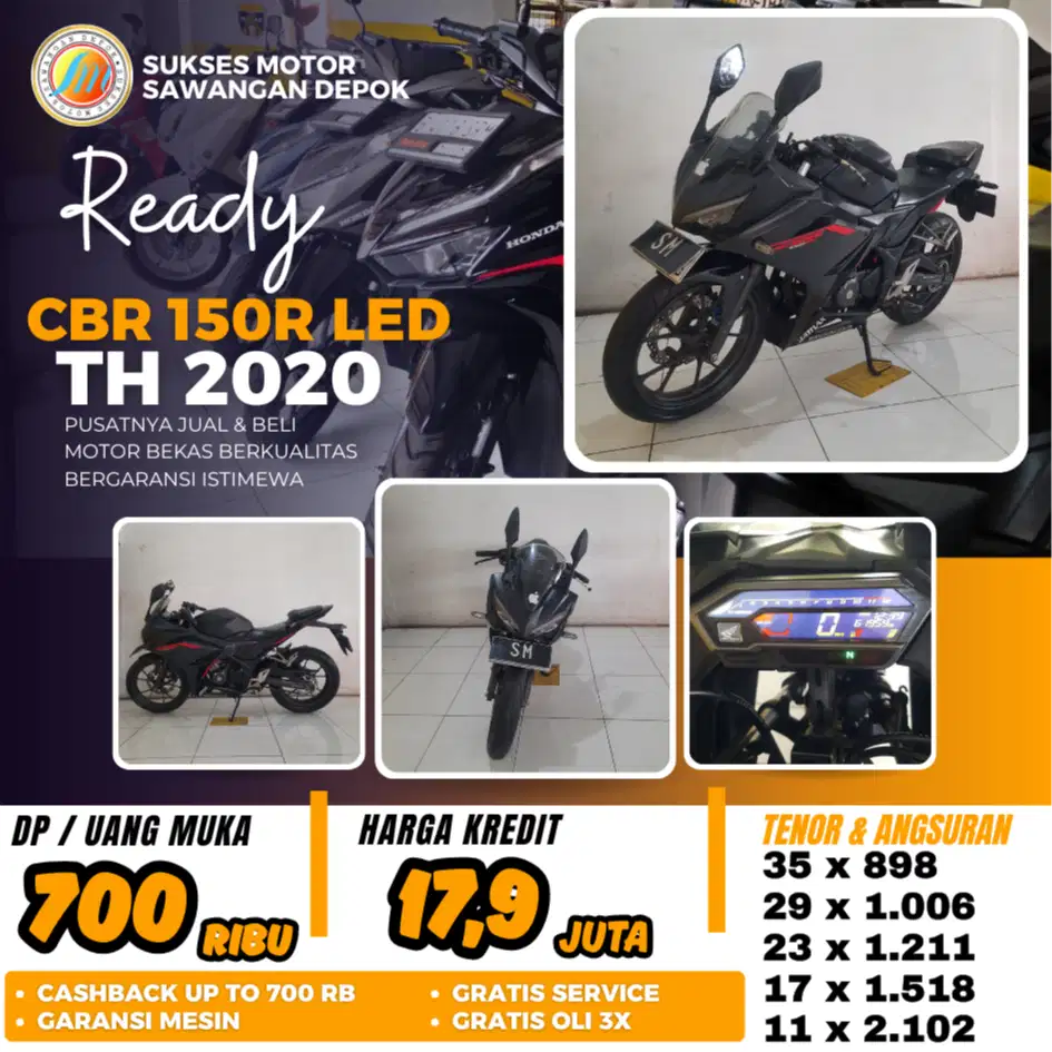 DP 700 BERGARANSI HONDA NEW CBR 150R LED TH 2020 BISA CASH KREDIT