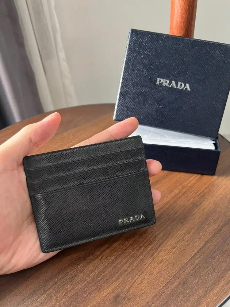 Brand Lucury Prada card holder Saffiano Bicolo black