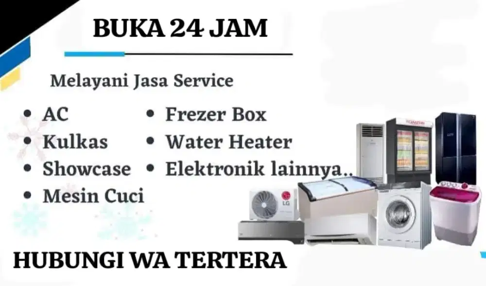SERVICE AC,KULKAS,MESIN CUCI,DISPENSER,KOMPOR TANAM,TREADMILL, 24 JAM