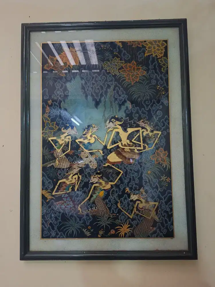 Lukisan Wayang Bali Klasik Bingkai Kaca