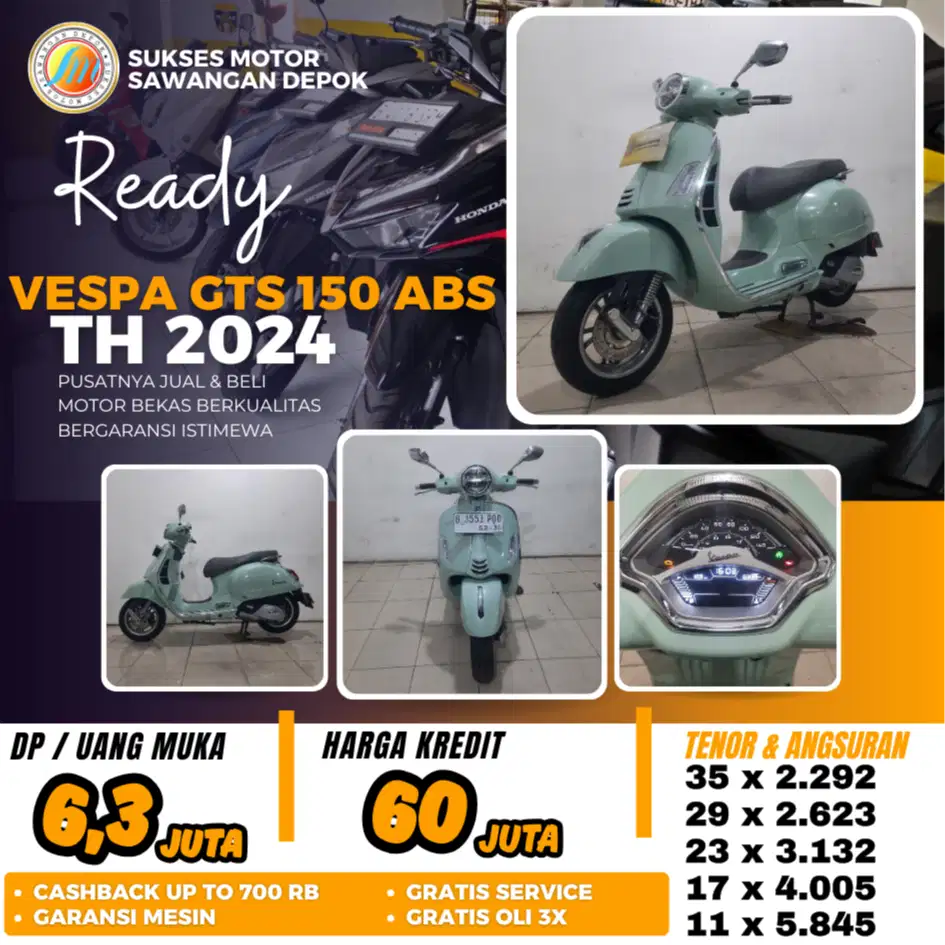 MULUS ISTIMEWA VESPA GTS 150 ABS TH 2024 BISA CASH KREDIT BERGARANSI