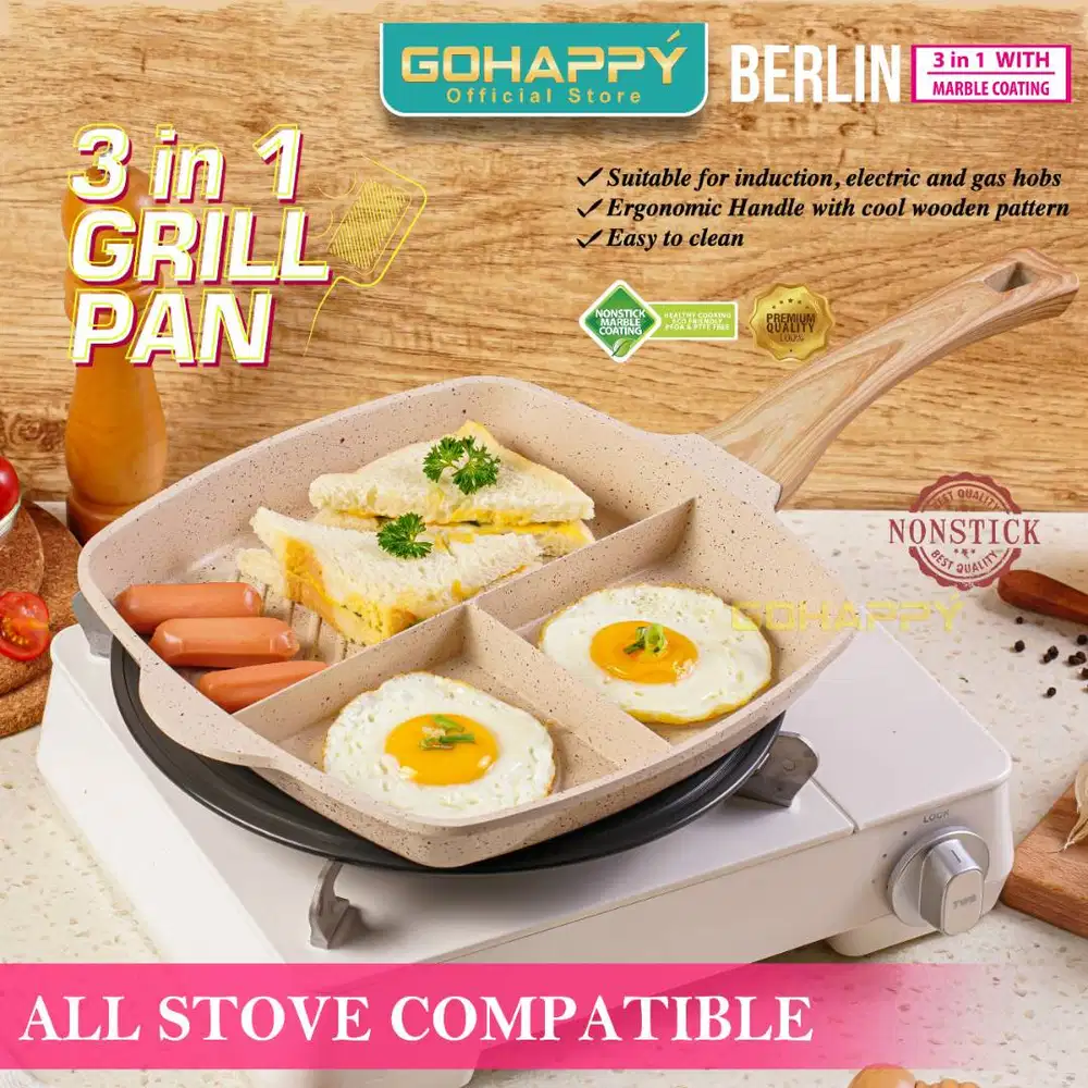 Panci 3 sekat Berlin Brunch Grill Fry Pan Multipan devided GHB-03