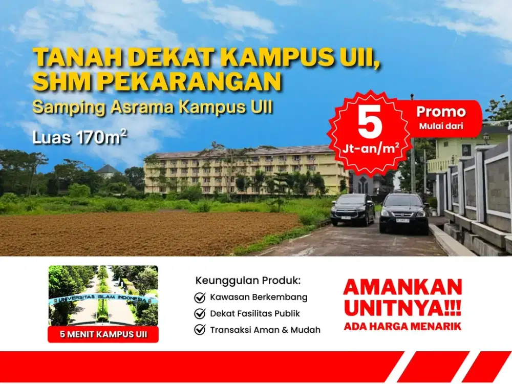 Tanah Dekat Kampus UII Jogja, Sisa 1 Unit Terakhir