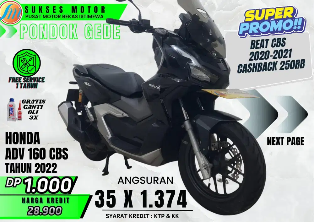 HONDA ADV 160 CBS TH 2022 DP RINGAN ANGS MURAH PROSES KREDIT MUDAH