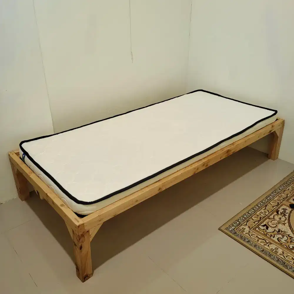 [+ Kasur Busa] Dipan / Alas Tempat Tidur Jati Belanda (uk. 200*90cm)