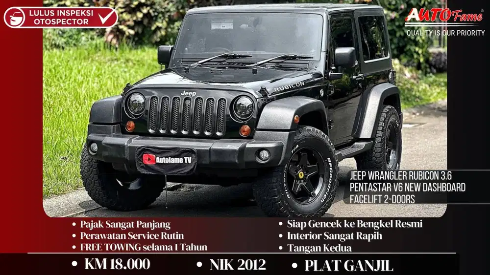 Jeep Wrangler Rubicon 3.6 Pentastar V6 New Dashboard 2-Doors NIK 2012
