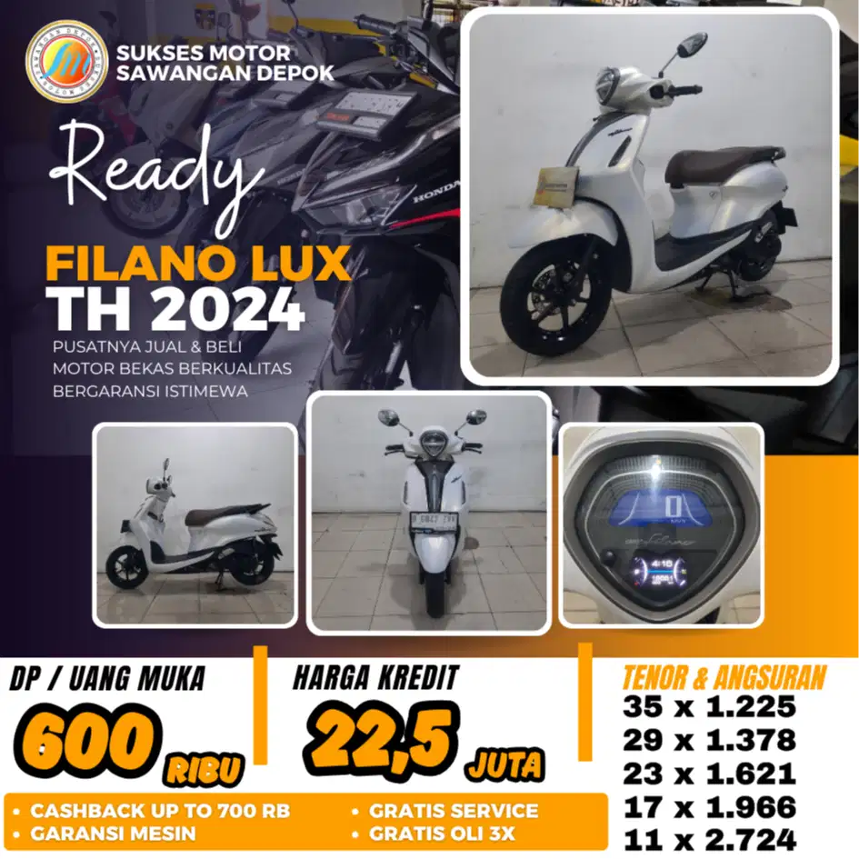 DP 600 BERGARANSI YAMAHA FILANO LUX TH 2024 MULUS BISA CASH KREDIT