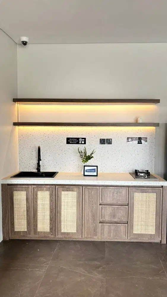 Kitchen set i shape kombinasi rotan sidoarjo surabaya