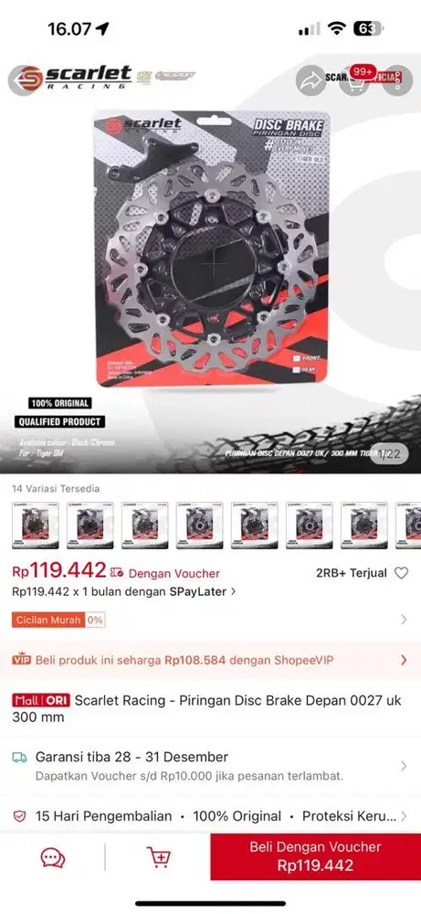 Scarlet Racing - Piringan Disc Brake Depan 0027 uk 300 mm untuk vixion