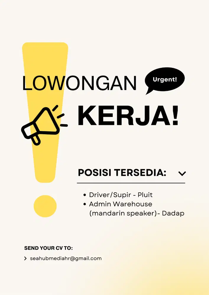 Loker - Driver dan Admin Warehouse (mandarin speaker)
