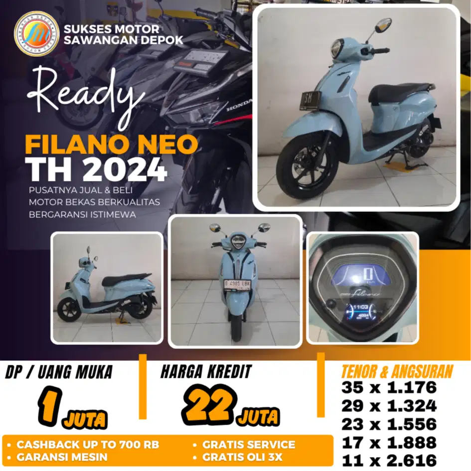 MULUS BERGARANSI YAMAHA FILANO NEO TH 2024 BISA CASH KREDIT DP 1 JUTA
