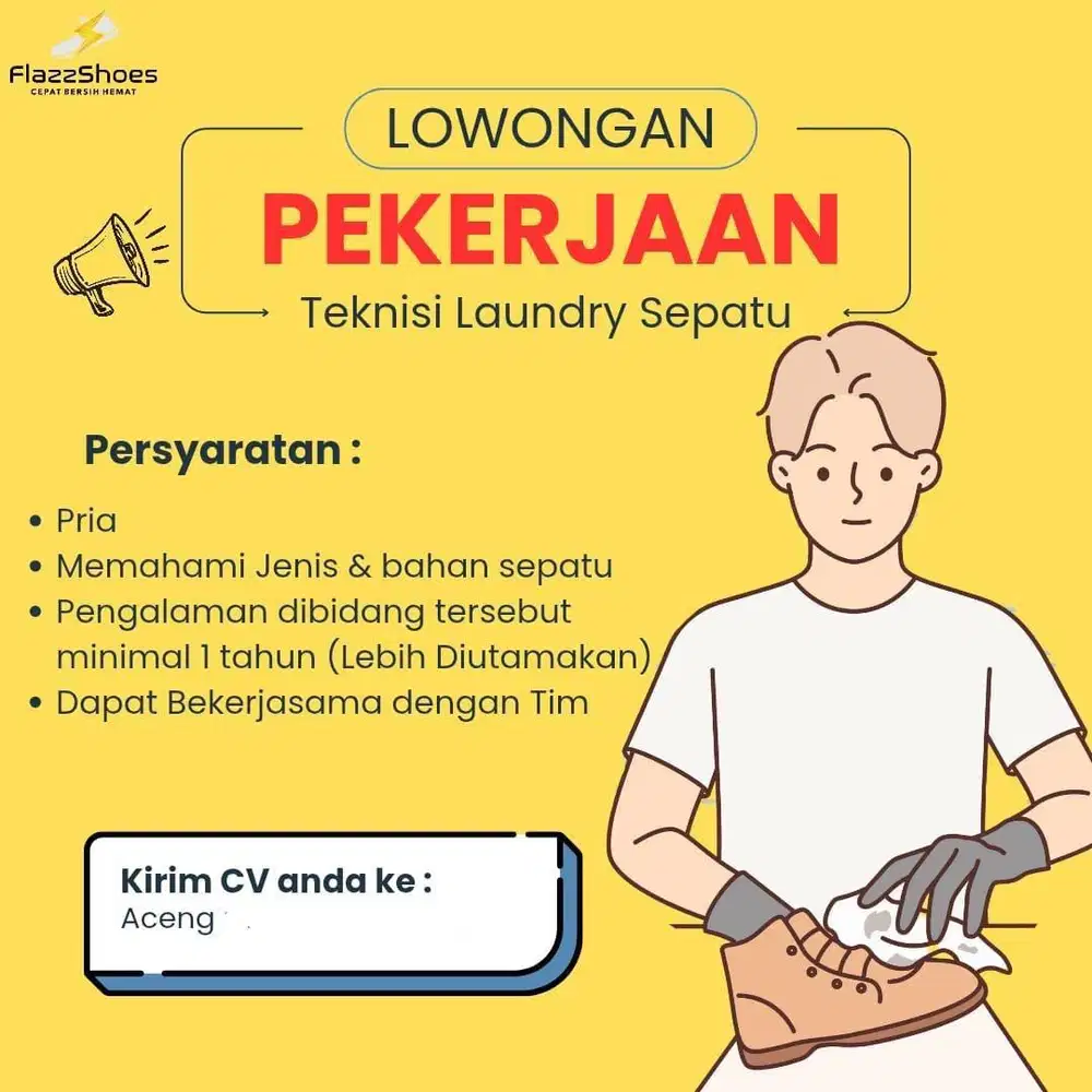 Lowongan kerja Teknisi Laundry Sepatu