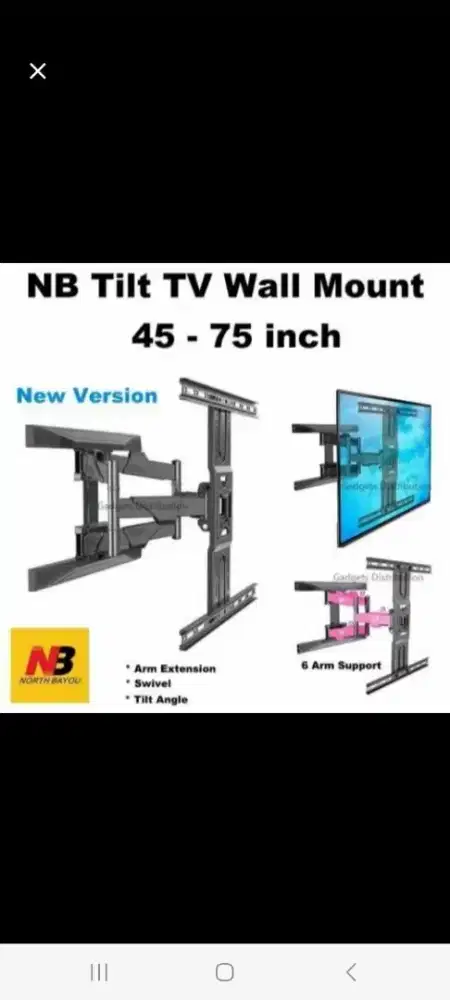 Breket tv fleksibel 40inc - 75inc