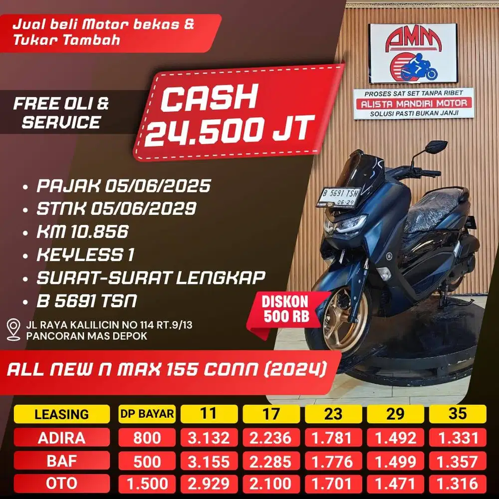 ALL NEW NMAX 155 CONN 2024 DP 500 KM LOW CC 0% KREDIVO TOKPED INDODANA