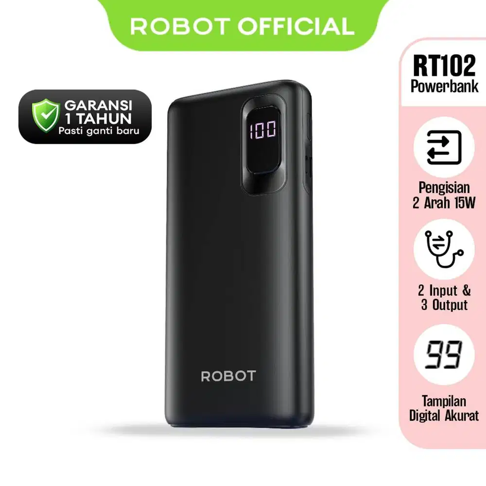 ROBOT RT102 Powerbank Fast Charging Real Capicity 10000mAh Pengisian D