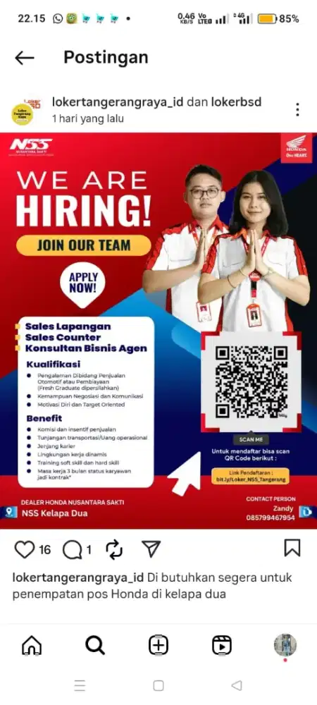 Dibutuhkan Tenaga Pemasaran