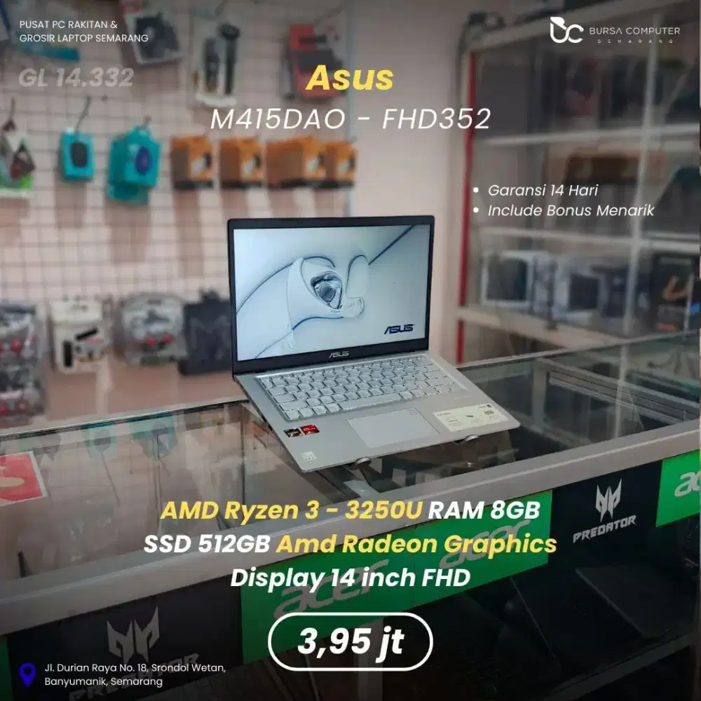 ASUS M415DAO-FHD352 | Ryzen 3 3250U 8GB 512GB