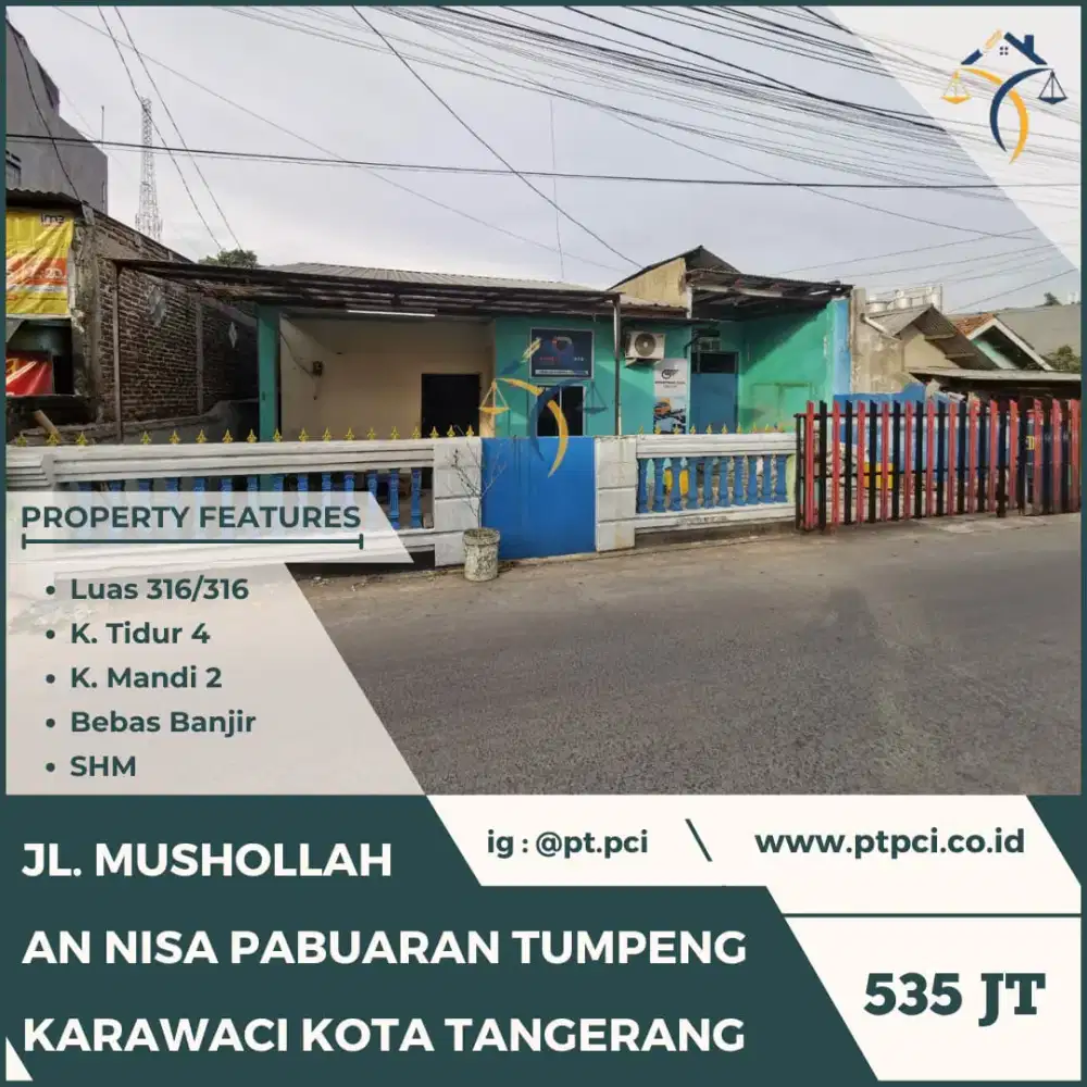 DIJUAL RUMAH DI JL. MUSHOLA AN NISA PABUARAN KARAWACI TANGERANG CESSIE