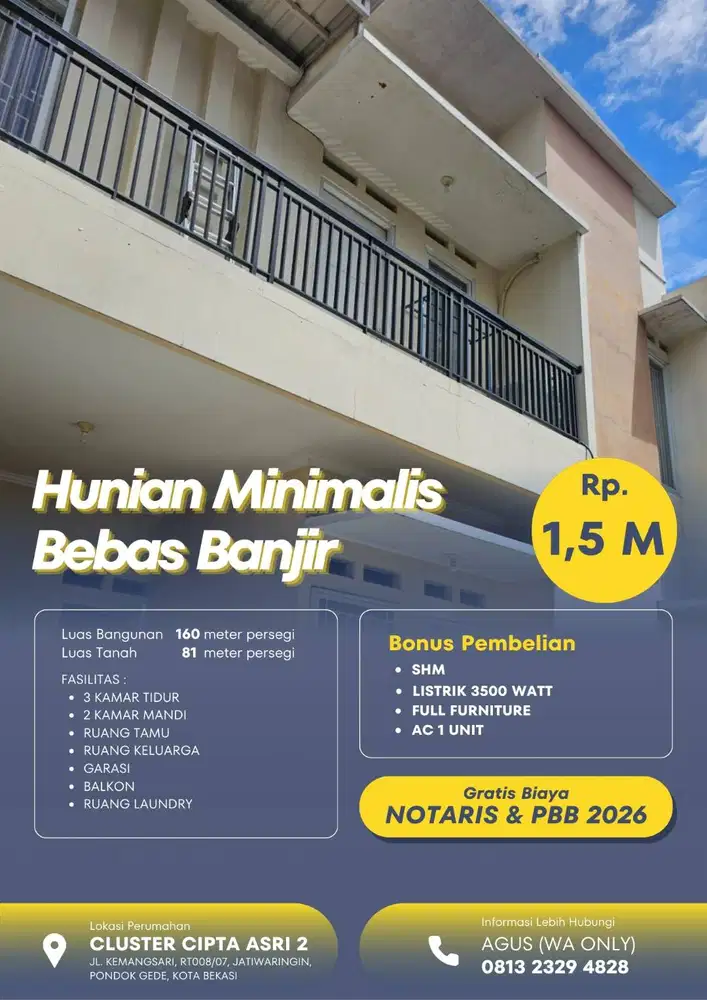 Hunian Minimalis Bebas Banjir FULL FURNITURE