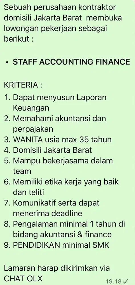 STAFF ACCOUNTING FINANCE