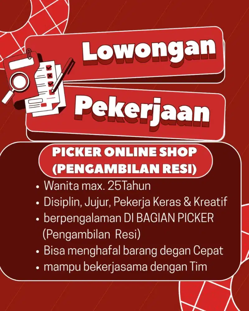 Lowongan ambil resi online shop