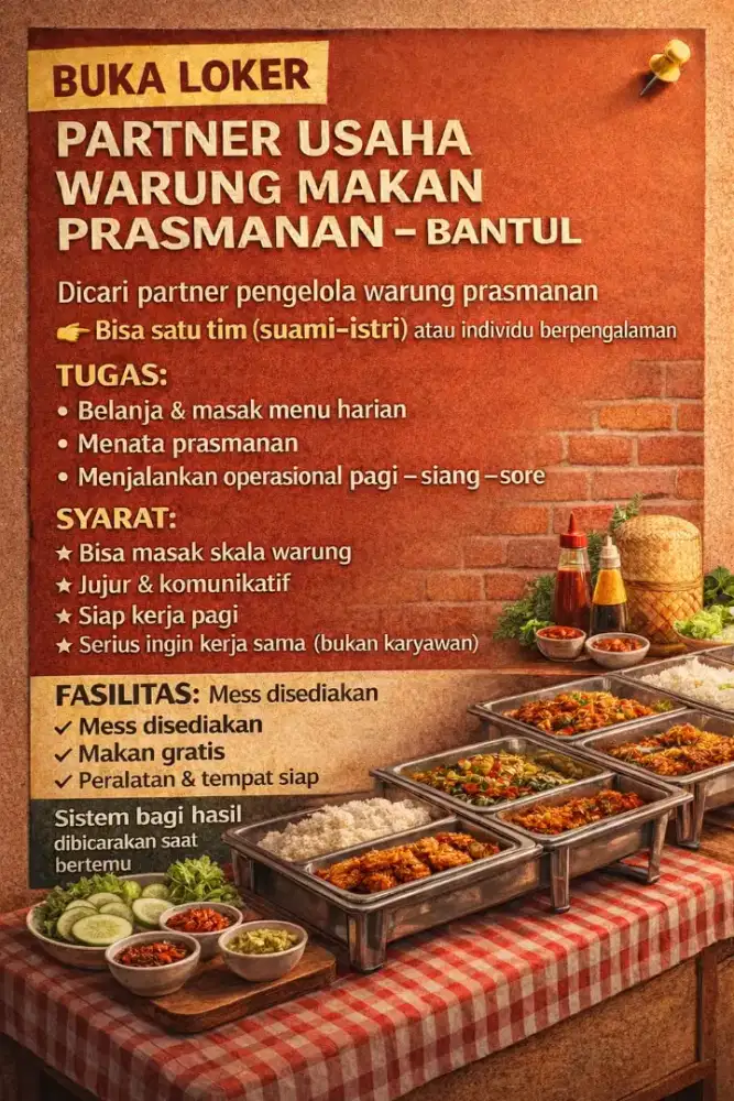 Cari partner kerja warung prasmanan