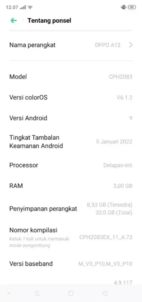 Oppo A12 3/33 GB hp+carh