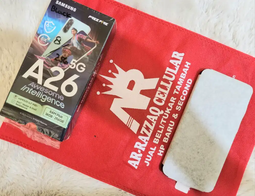 Samsung A26 5G 8/256 Baterai 5000 mah
OPEN BOX SAJA BELUM DI PAKAI